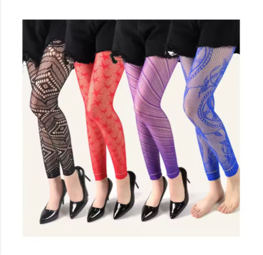 Colorful Pattern Jacquard Fishnet Carnival Stockings Hollow Out Mesh Tights for Party Bar