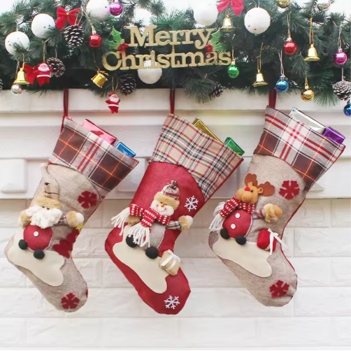 New Fashion Christmas Stockings and Hanging Gift Bag Promotional Party Supplies Hanging Sock