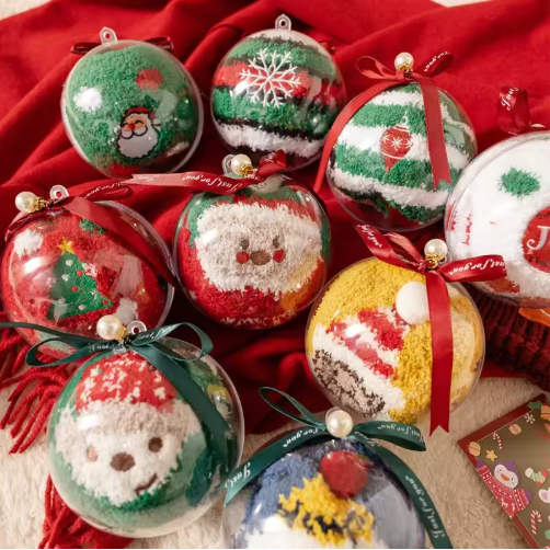 Christmas Ball Coral Veet Stockings Thickened Cartoon Sleeping Socks Cross-Border Gift Box