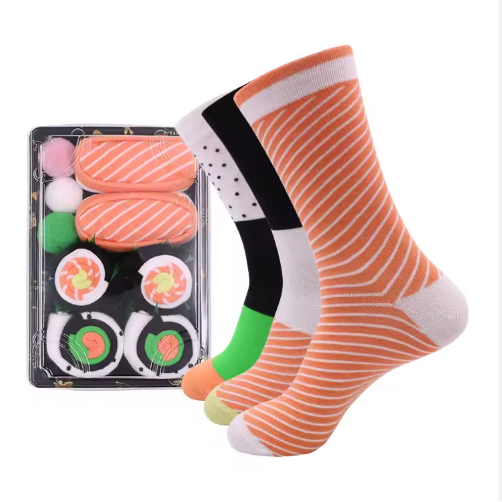 Funny Weird Design Pizza Donuts Sushi Food Creative Socks With Box Package