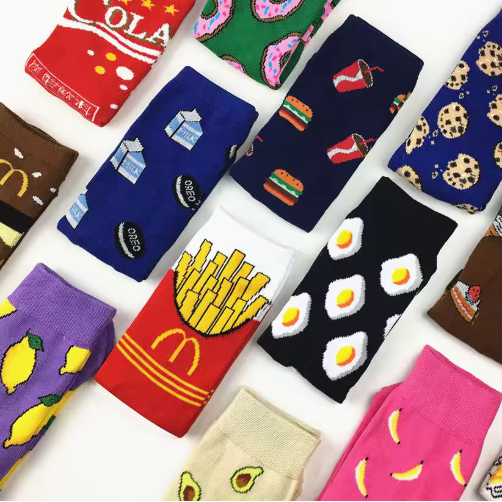 Cotton Funny Harajuku Casual Cartoon Fruit Sock Banana Avocado Lemon Egg Cookie Donuts Colorful