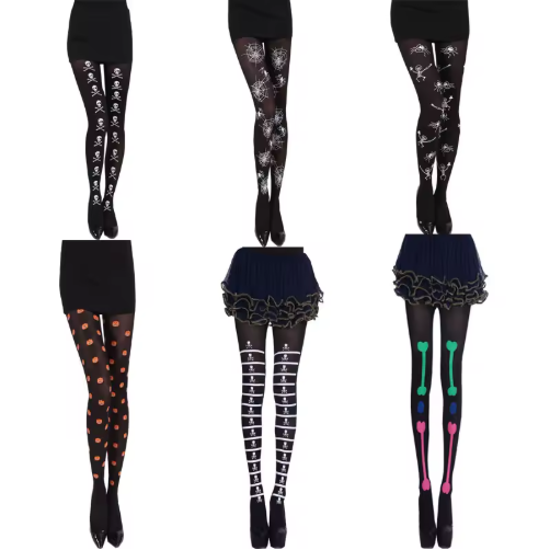 Fashion Halloween 3D Long Socks Cotton Funny Party Cosplay Spider and Webs Fishnet Halloween