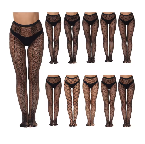 Women's Sexy Fishnet Stockings Transparent Hollow Pattern Pantyhose Thin Solid Knitted Tights