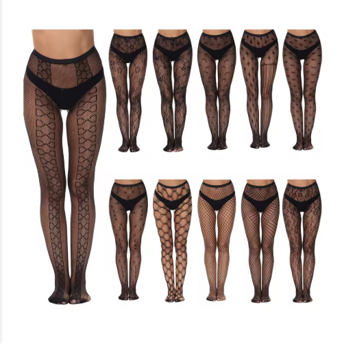 Women's Sexy Fishnet Stockings Transparent Hollow Pattern Pantyhose Thin Solid Knitted Tights