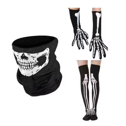 Halloween Skeleton Gloves And Skull Mask Decorations Full Finger Skeleton Pattern Glovesor