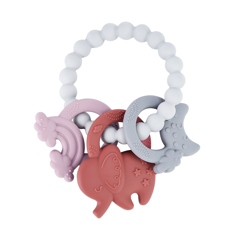 BpaFree Elephant Teether Bracelet Soft Newborn Baby Teething Rubber Chew Toys Silicone Baby Teethers