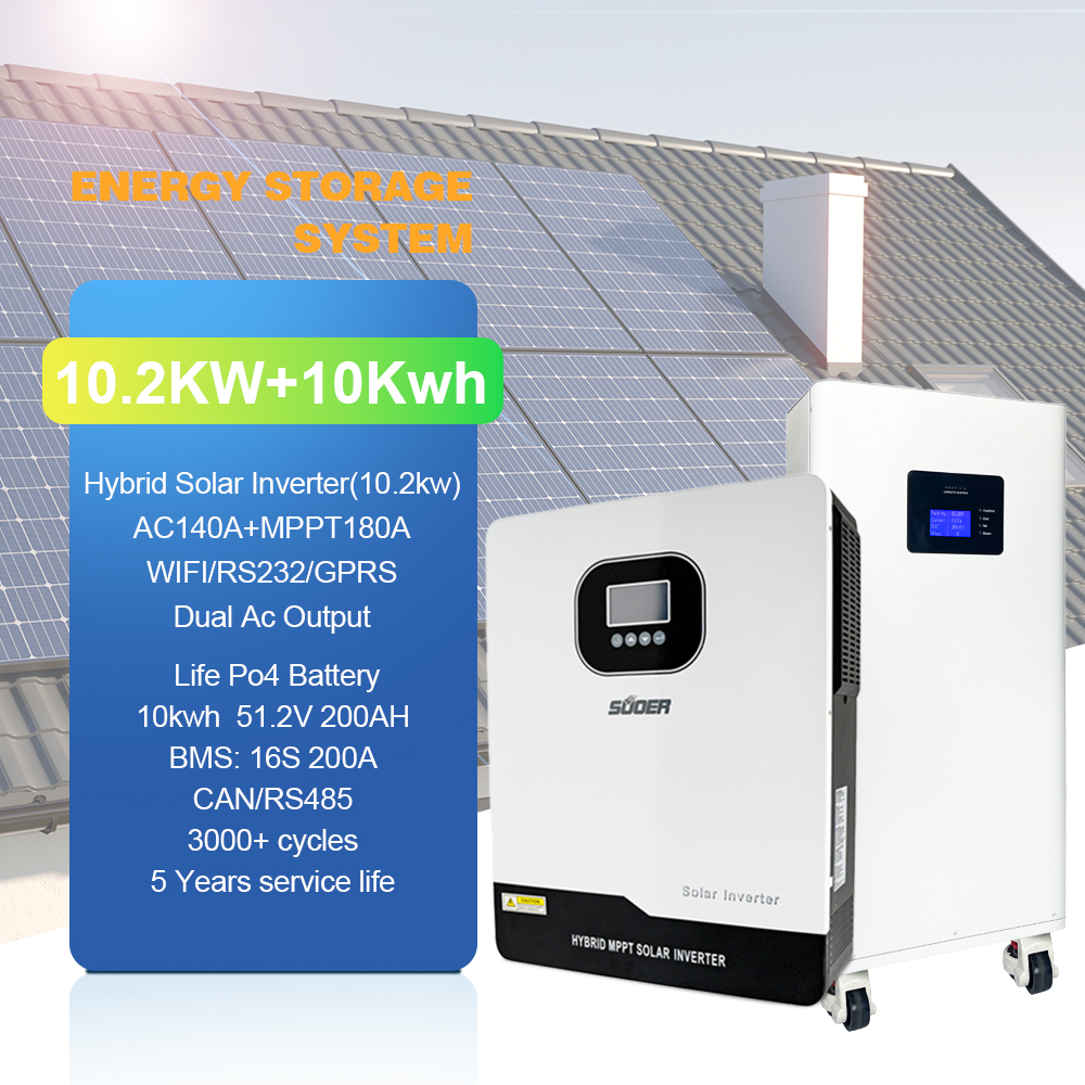 10200W Hybrid Solar Off-Grid Inverter System with 10kwh Lithium Iron & Lifepo4 Battery