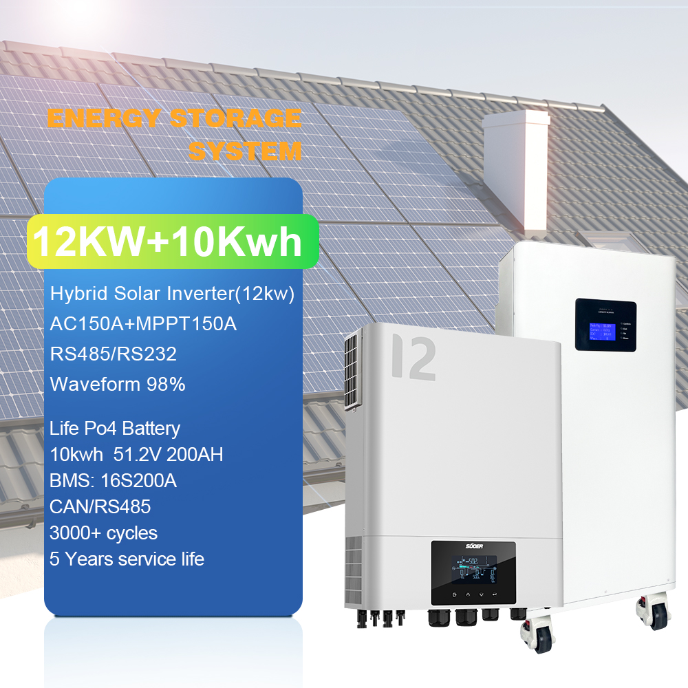 12000W Hybrid Solar Off-Grid Inverter System with 10kwh Lithium Iron & Lifepo4 Battery