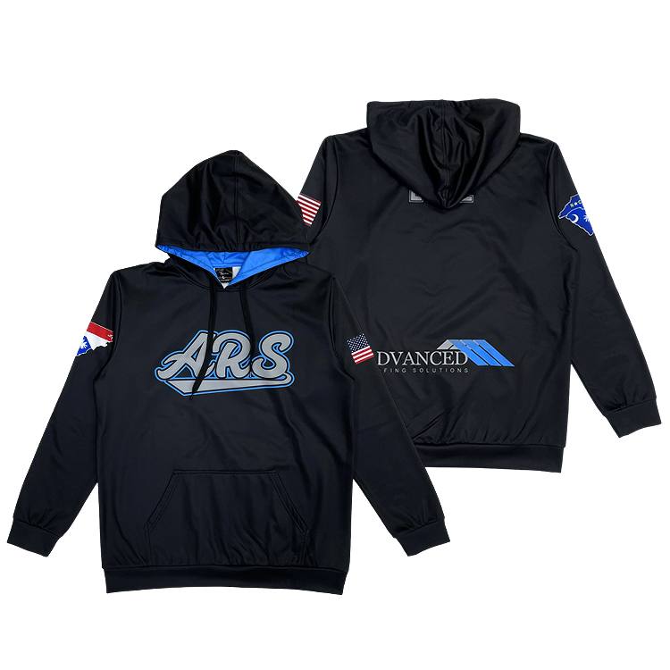 Black Hooded Long-Sleeved Hooded Sweatshirt