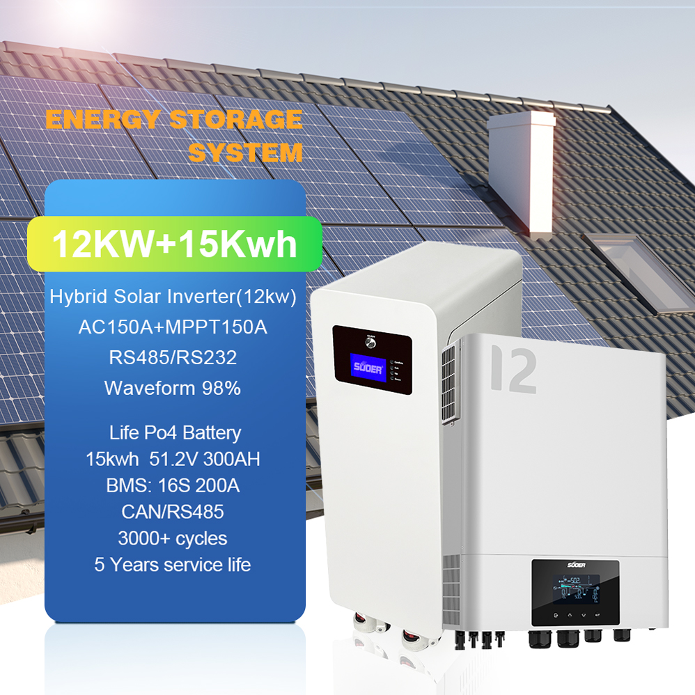 12000W Hybrid Solar Off-Grid Inverter System with 15kwh Lithium Iron & Lifepo4 Battery