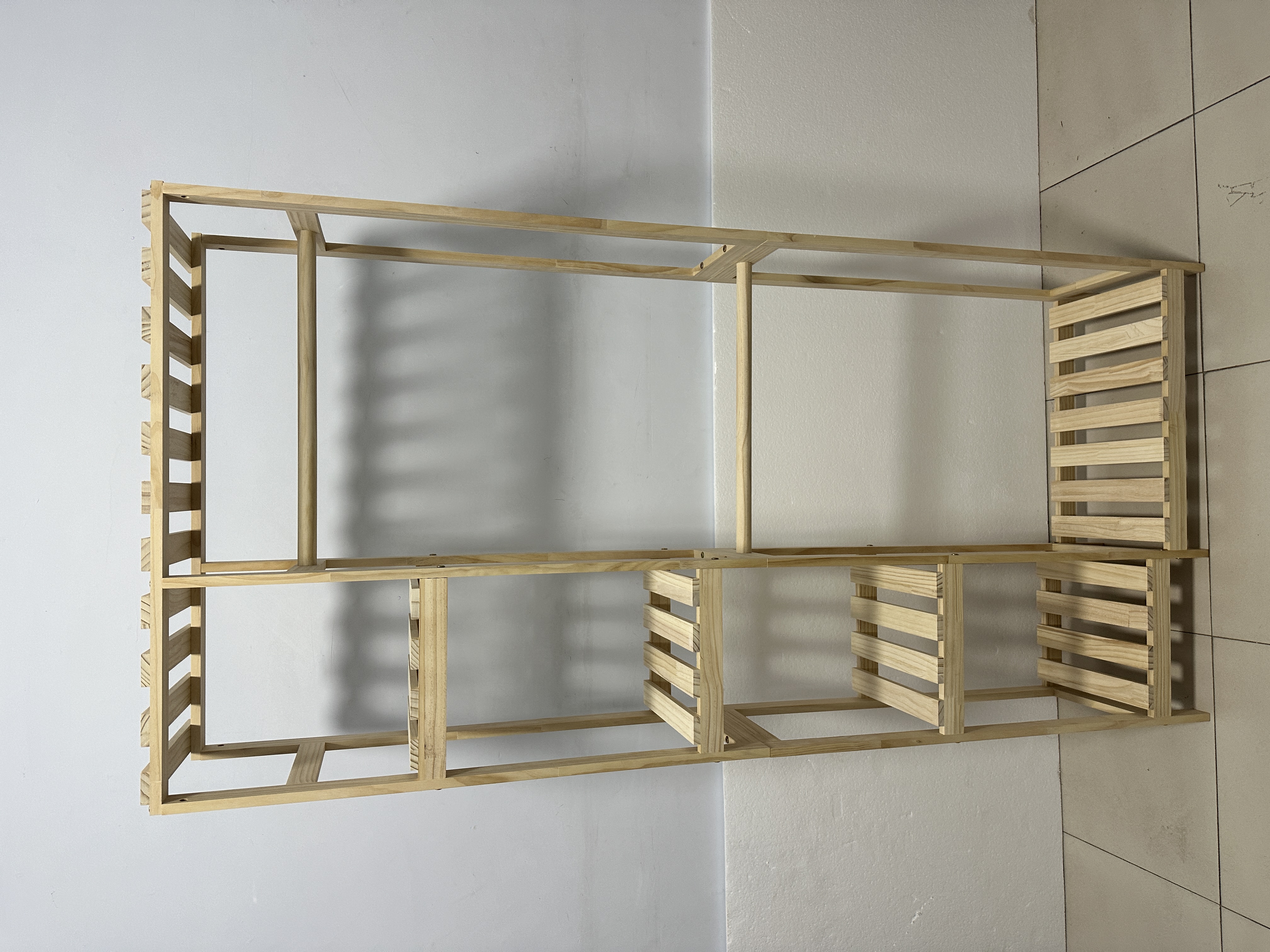 Floor standing clothes hanger, multifunctional storage rack, solid wood clothes hanger