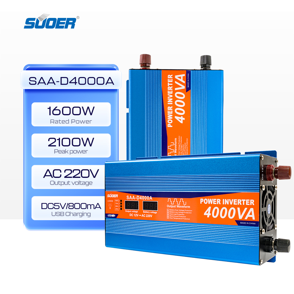 4000VA DC AC Car Home Power Inverter 12 Volt 1600W Peak Output Single 50Hz Modified Sine Inverters