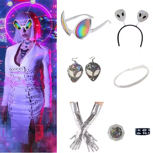 Alien Antenna Headband Rainbow Lens Sunglasses, Novelty Costume Party Favors Accessories