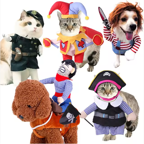 Hot Selling Funny Pet Chucky Dog Clothes Chuckyy Doll Holding a Knife Halloween Pet Dog Costume Dog