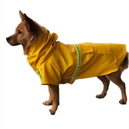 Adjustable Waterproof PU Pet Dog Jumpsuit Raincoat with Hood Wholesale Light Weight Rain Jacket
