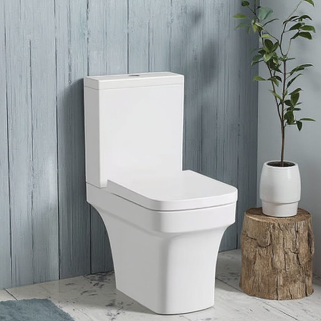 Water Closet Two-Piece Ceramic Floor Toilet Installation Square Floor-Mounted WC P-Trap