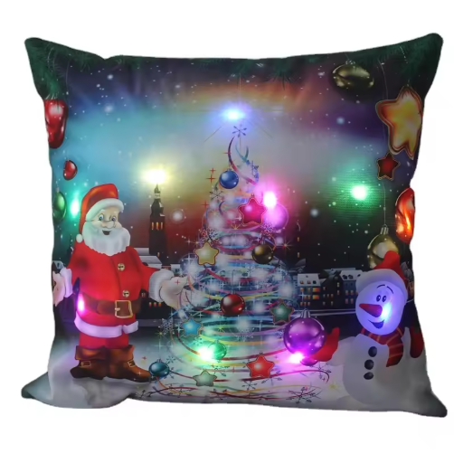 New Christmas Light Christmas Glow Pillow LED Light Pillow with Printed Super Soft Short Plush
