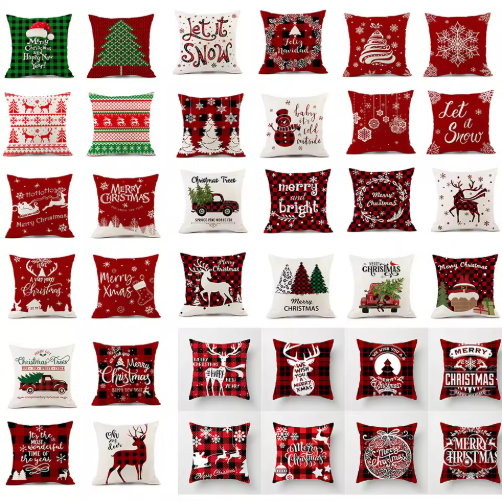 Best Selling Christmas Santa Claus Sofa Decorative Throw Pillows With Home Cushion Cover Pillowcase