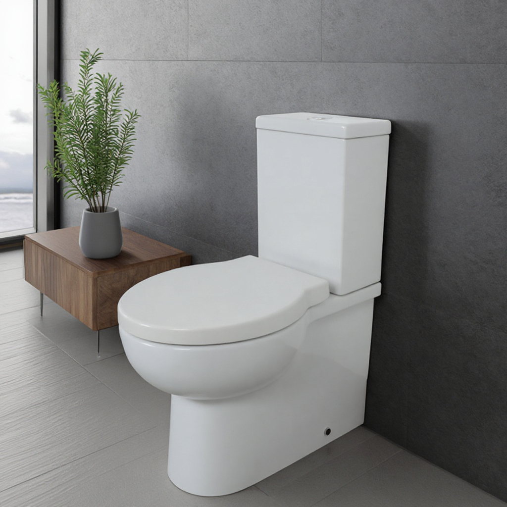 Rimless fully back to wall close coupled toilet