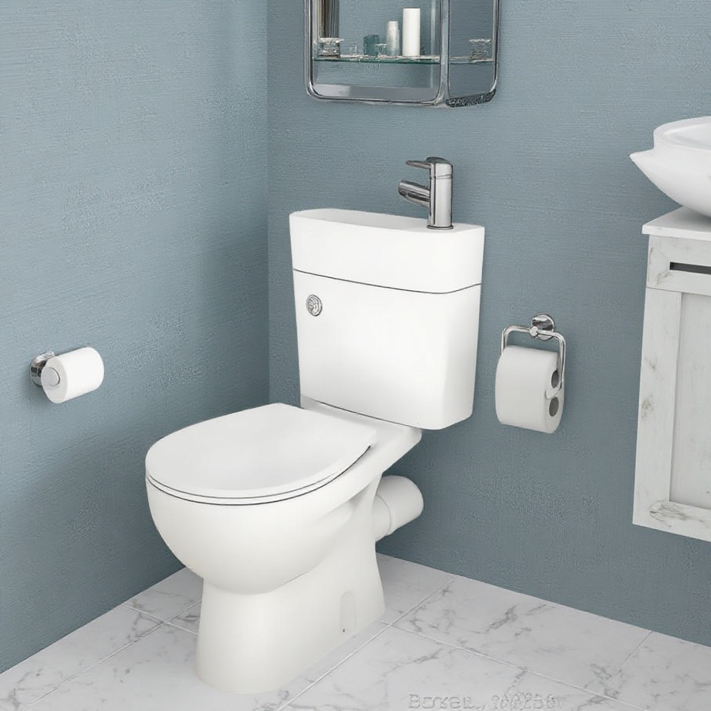 Toilet With Wash Basin Above