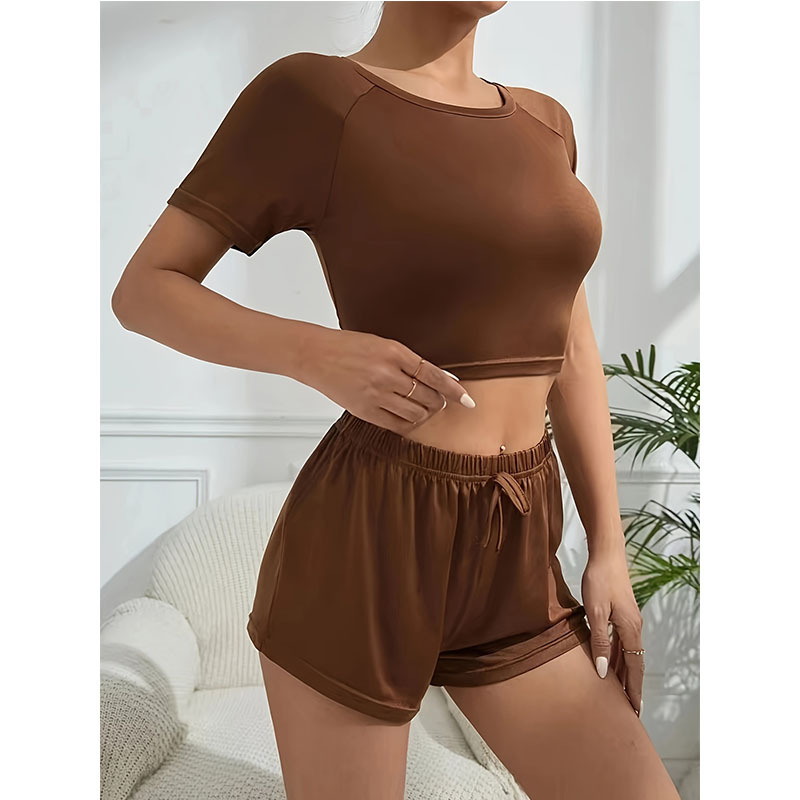 Home Suit Pajamas Yoga Suit Quick Dry Fitness Casual Sports Jogging Short Sleeve Shorts Set