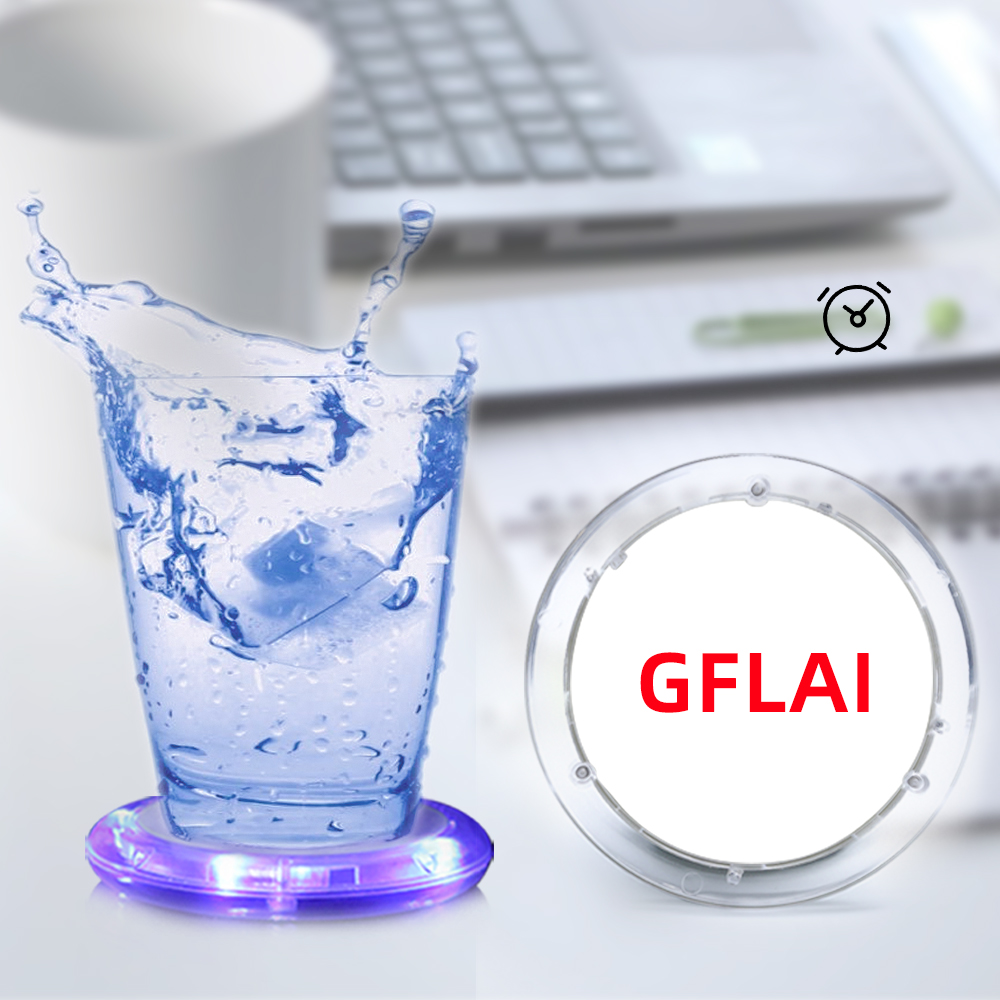 GFLAI Smart Hydration Reminder Coaster LED Drink Timer Custom Logo Office Health Gift for All Ages