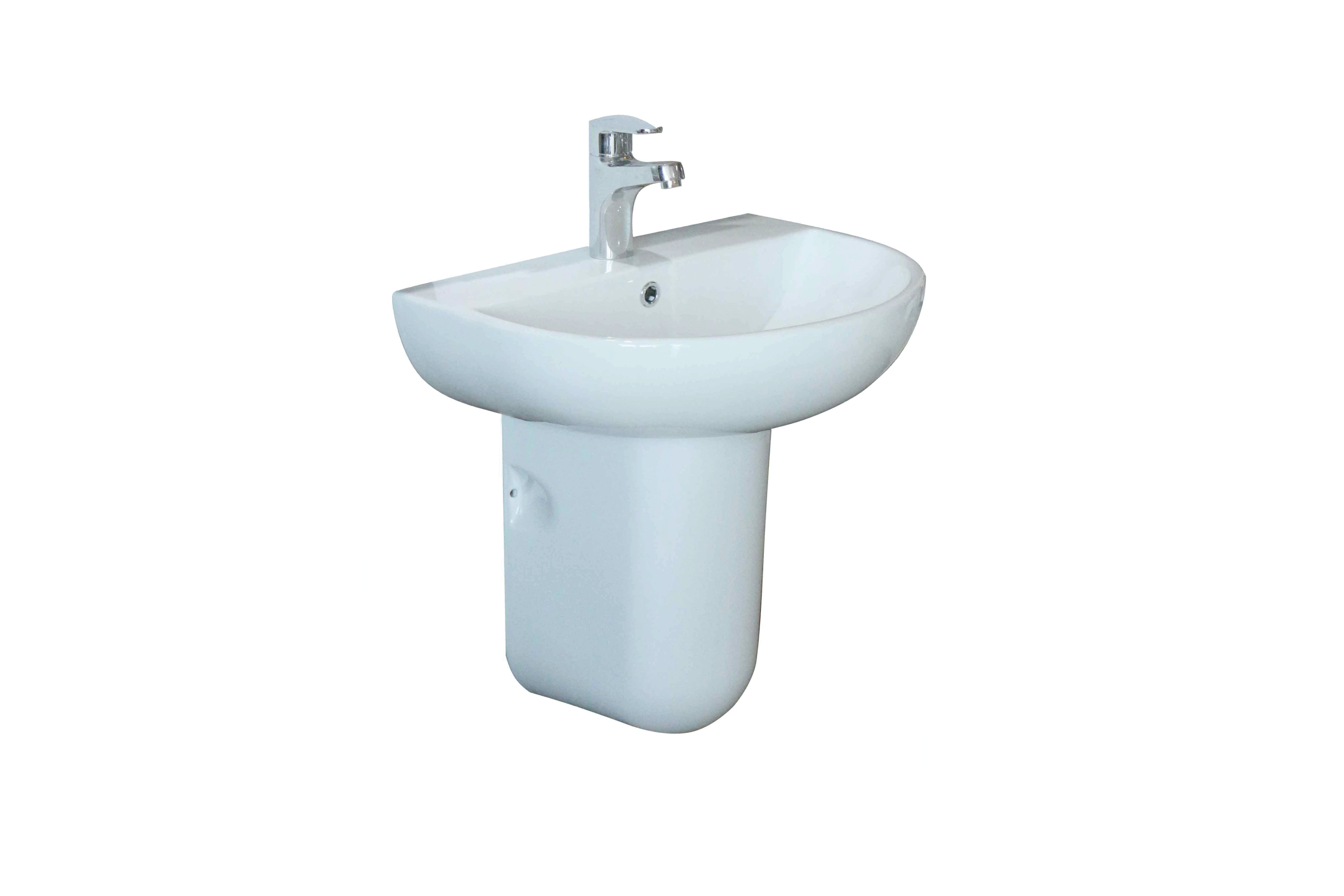 Washbasin with semi pedestal