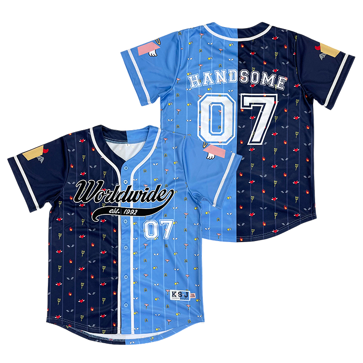 Two-Tone Baseball Jersey Button-Embroidered Baseball Jersey