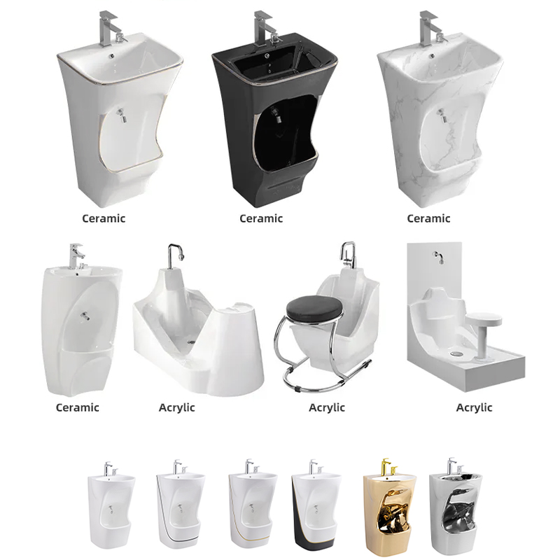Washing Feet Basin Muslim Wudu Foot Wash Basin Ceramic Free Standing Pedestal Hand Wash Sink