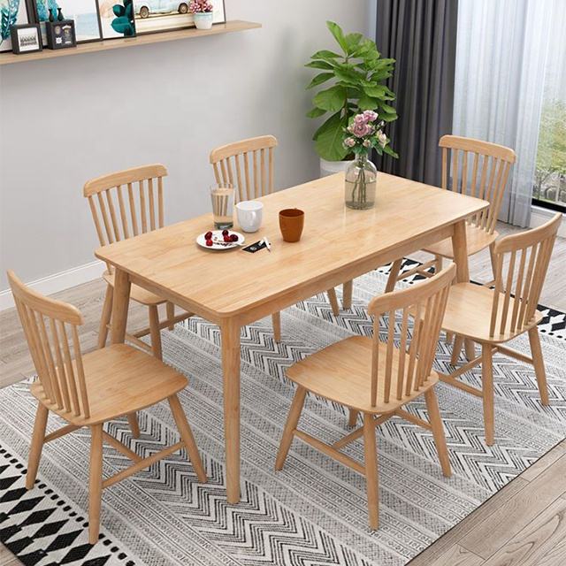 Minimalist Home Interior Wooden Dining Table Set with 2/4/6/8 Chairs