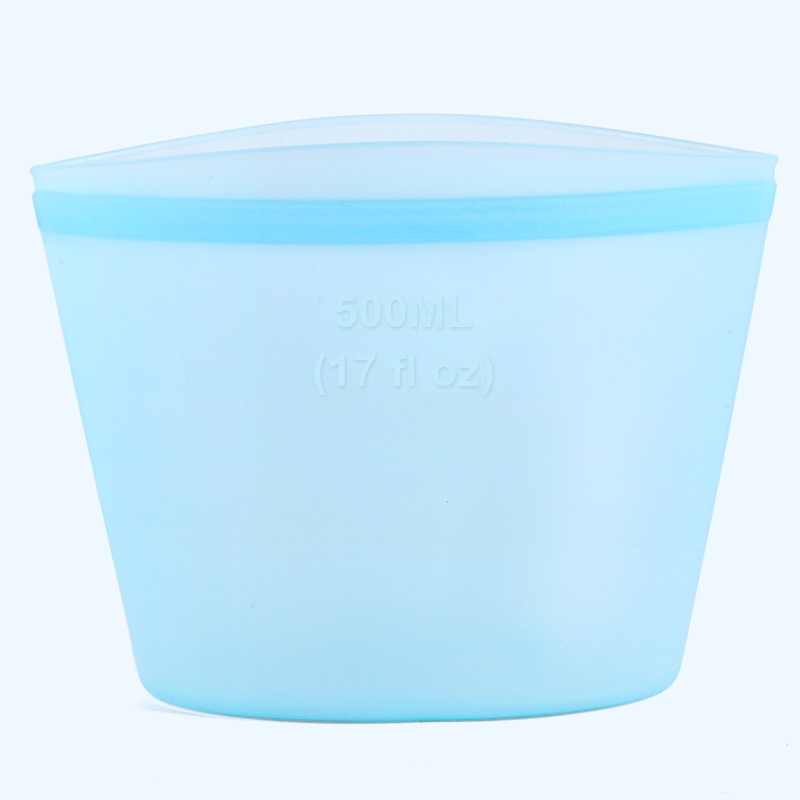New Bpa Free Food Grade Silicone Zip Lock Snack Bag Reusable Food Storage Bag 500ml