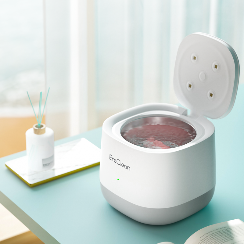 EraClean GT01 Portable Ultrasonic Denture Cleaner with UV 320ml High Frequency Cleaning for Brace