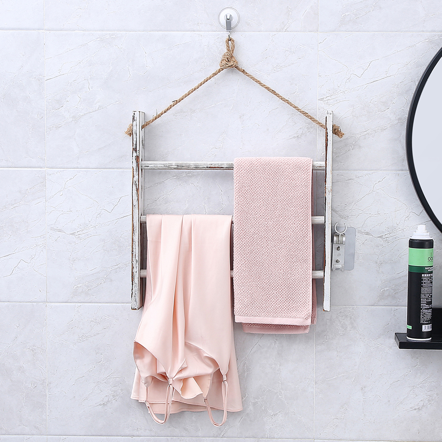 Towel Rack Ladder Wall-Mounted,towel Ladder Storage Rack,Hanging Blanket Ladder for Living Room