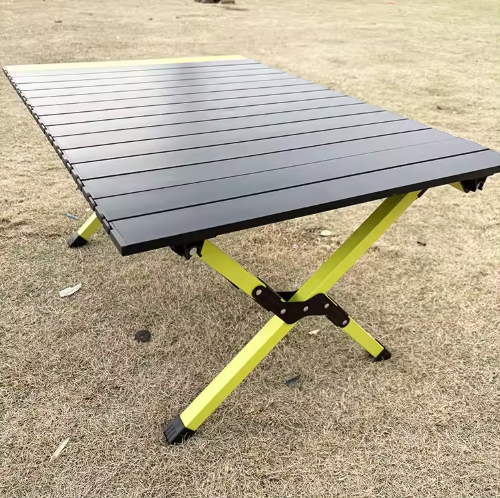 Aluminum folding table is lightweight, suitable for camping and picnics.