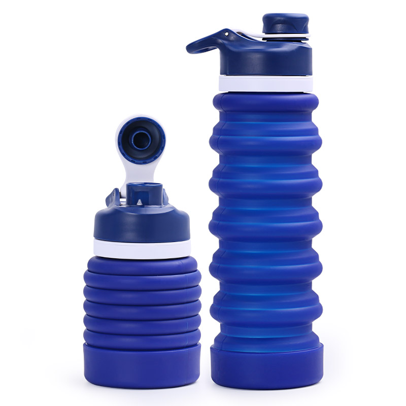 Soft Durable Foldable Silicone Bottle Collapsible Travel Silicone Water Bottle With Handle