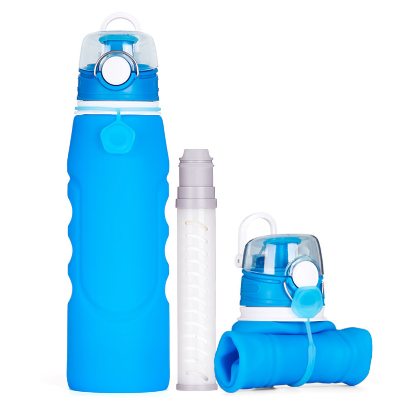 Custom 1L Silicone Water Bottle with Filter