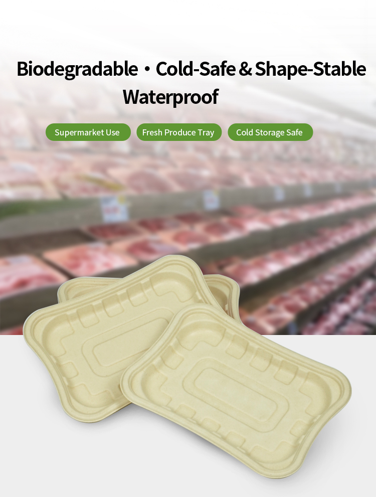 Leadgoal Meat Tray Disposable Paper Pulp Bamboo Fiber for Serving Meat & Seafood