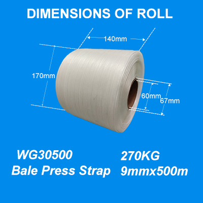 Polyester Bale Strap Bonded Strap Bale Press Strap for Mil-Tek Waste Compactors WG30 9mm*500m