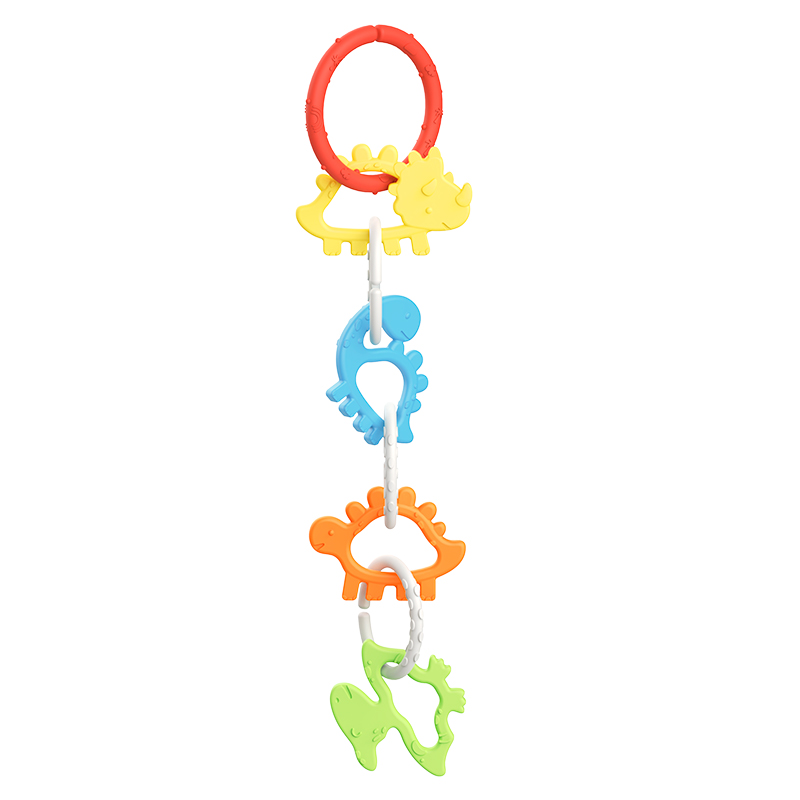 Bpa Free Silicone Dinosaurs Teethers Baby Teething Toy Baby Crib Hanging Toy for Baby Car Stroller