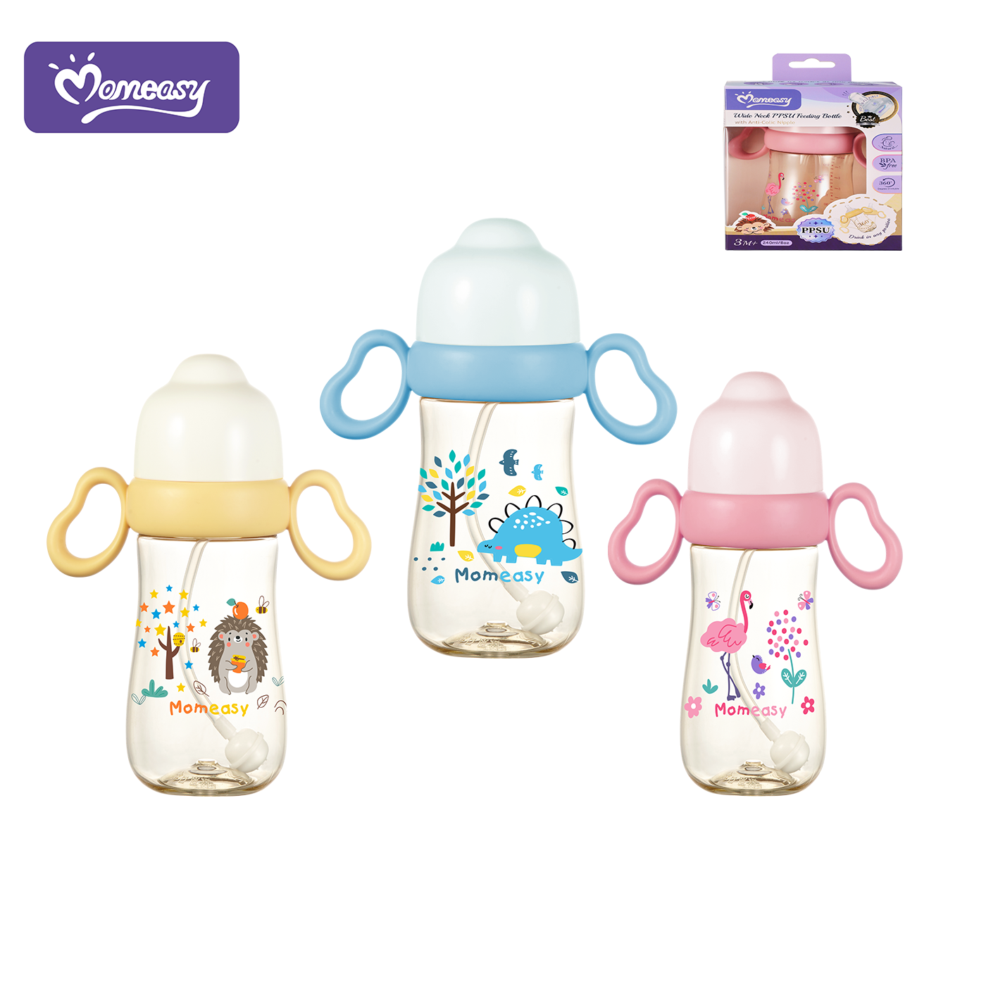 6oz/180ML Wide-neck PPSU Feeding Bottle with Gravity Ball