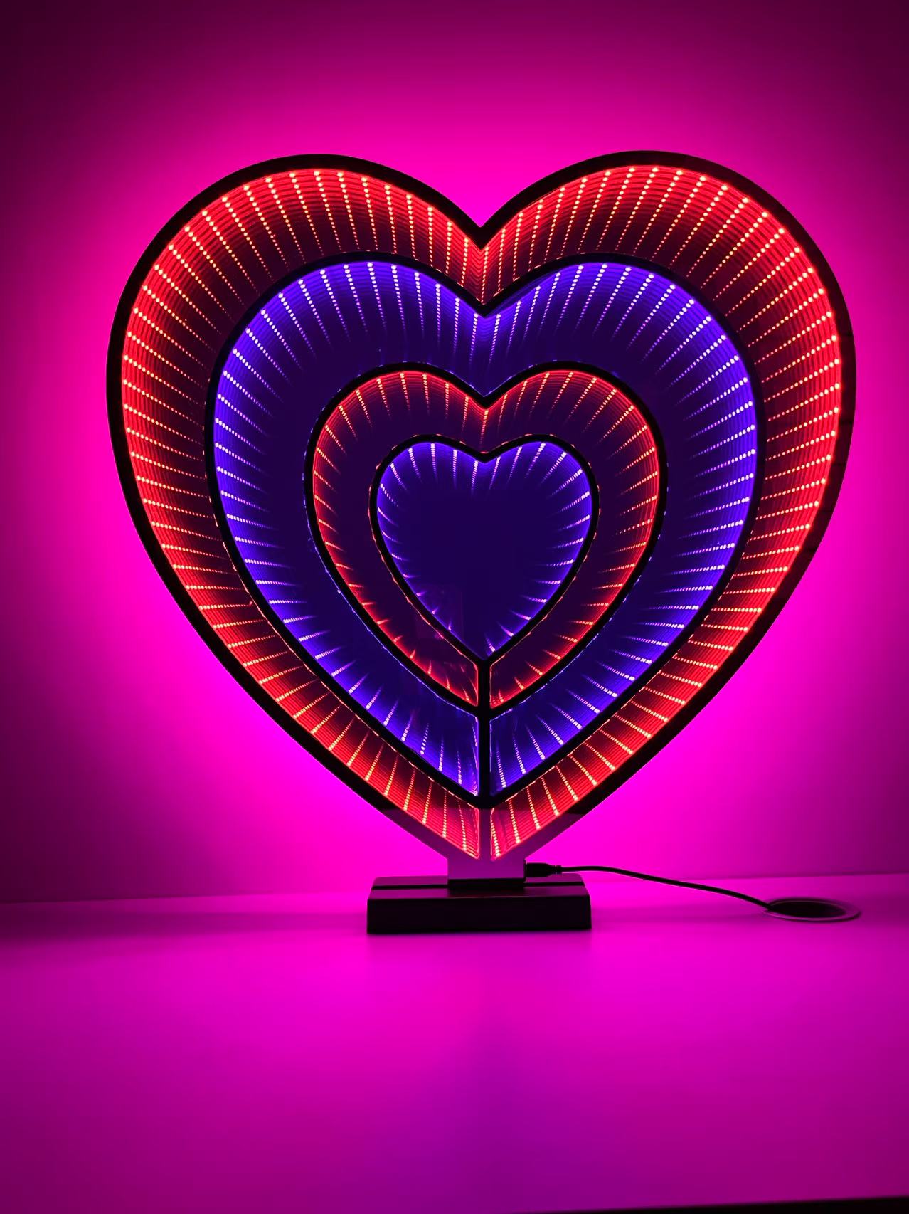 Home Decor Infinity Mirror for Everyday Heart Shape Gifts