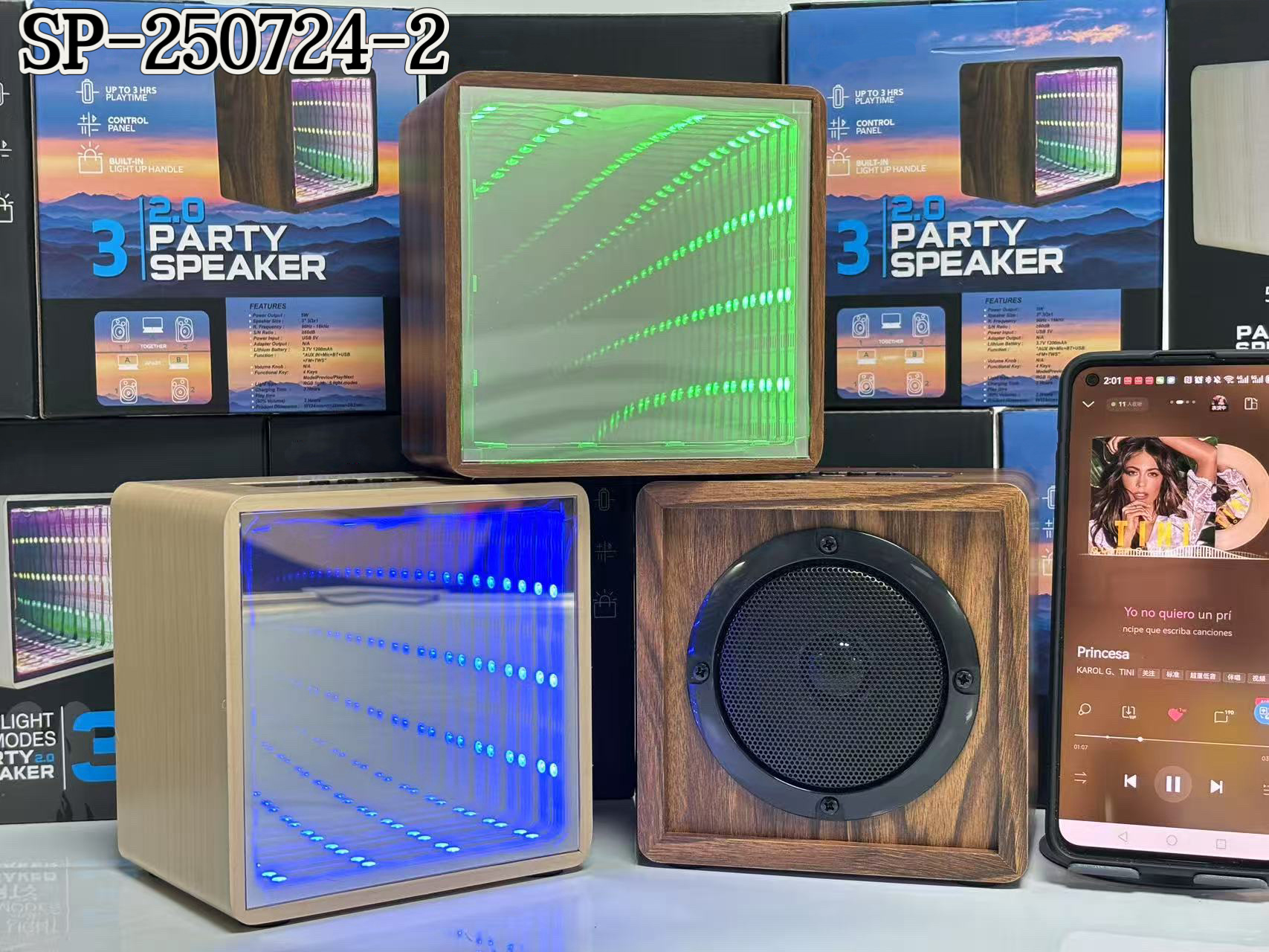 Mini Speaker Infinity Mirror Home Decorative