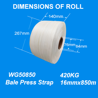 Baler Banding Bale Strap Baling Strap UV Resistant Outdoor Use for Vertical Balers WG50 16mm*850m