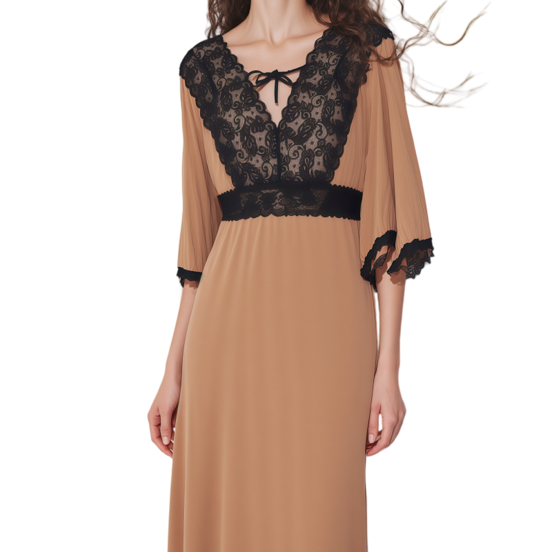 Women Lace Satin Sleepwear Plus Size Contrast Sexy Cami Nightdress Mesh Nightgowns & Sleepshirts