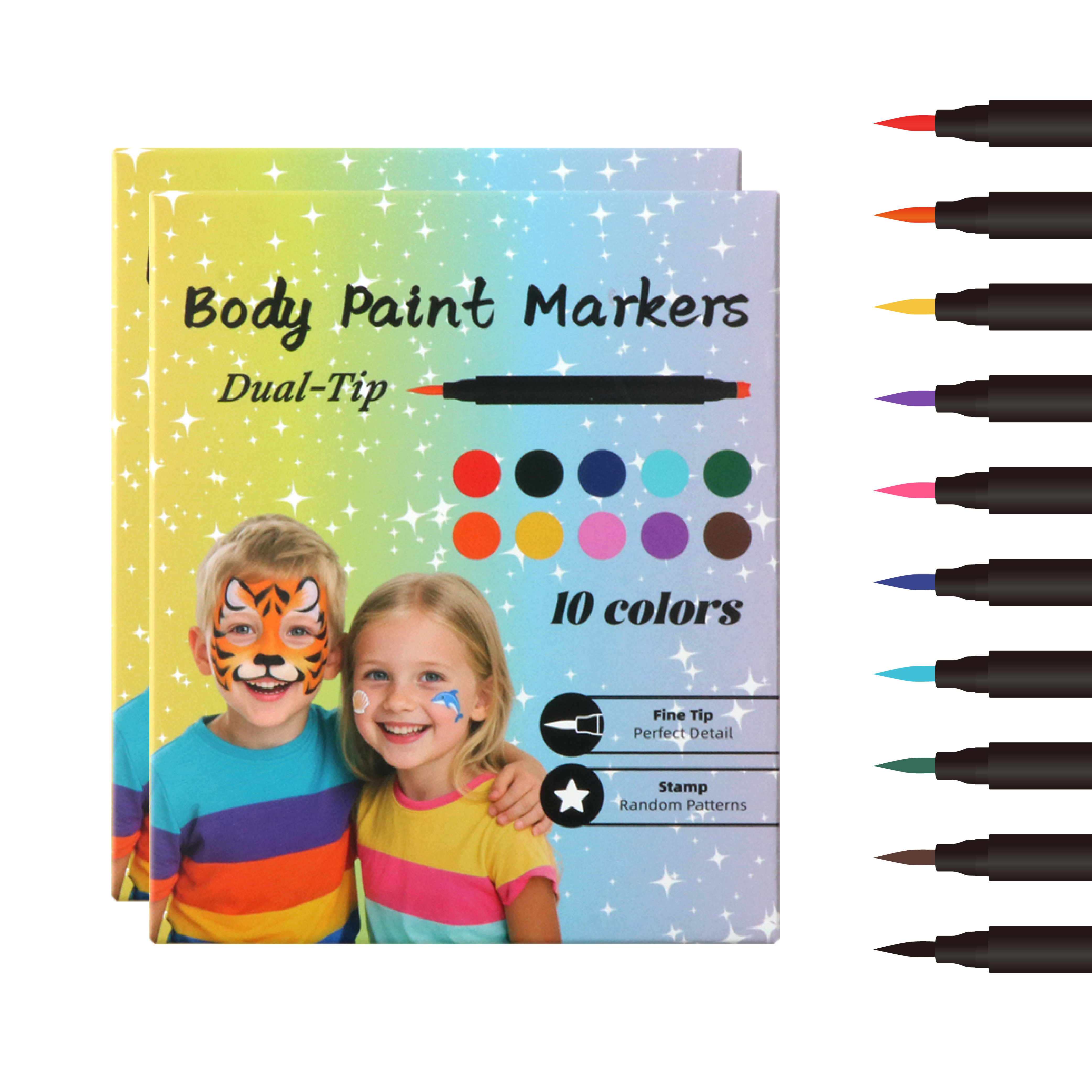 10-color wahsable face body paint marker kit