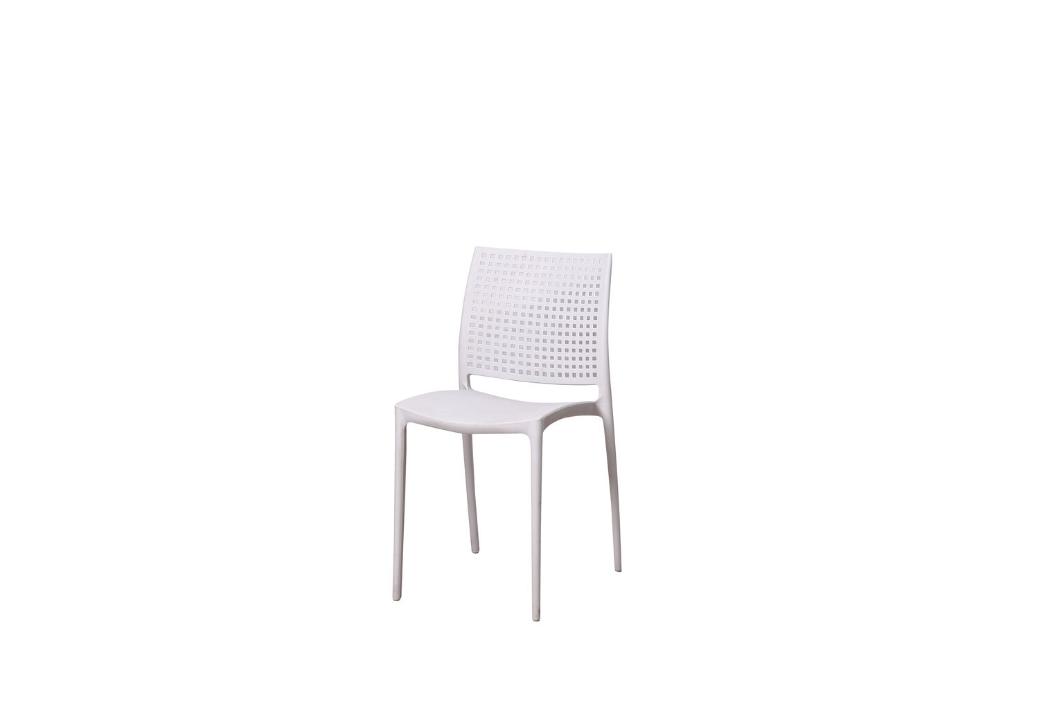 Romance, Dining chair, White basic plastic chair with a checkerboard pattern on the backrest