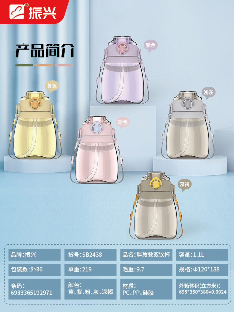 Portable Bear shaped Straw Cup (600ml)