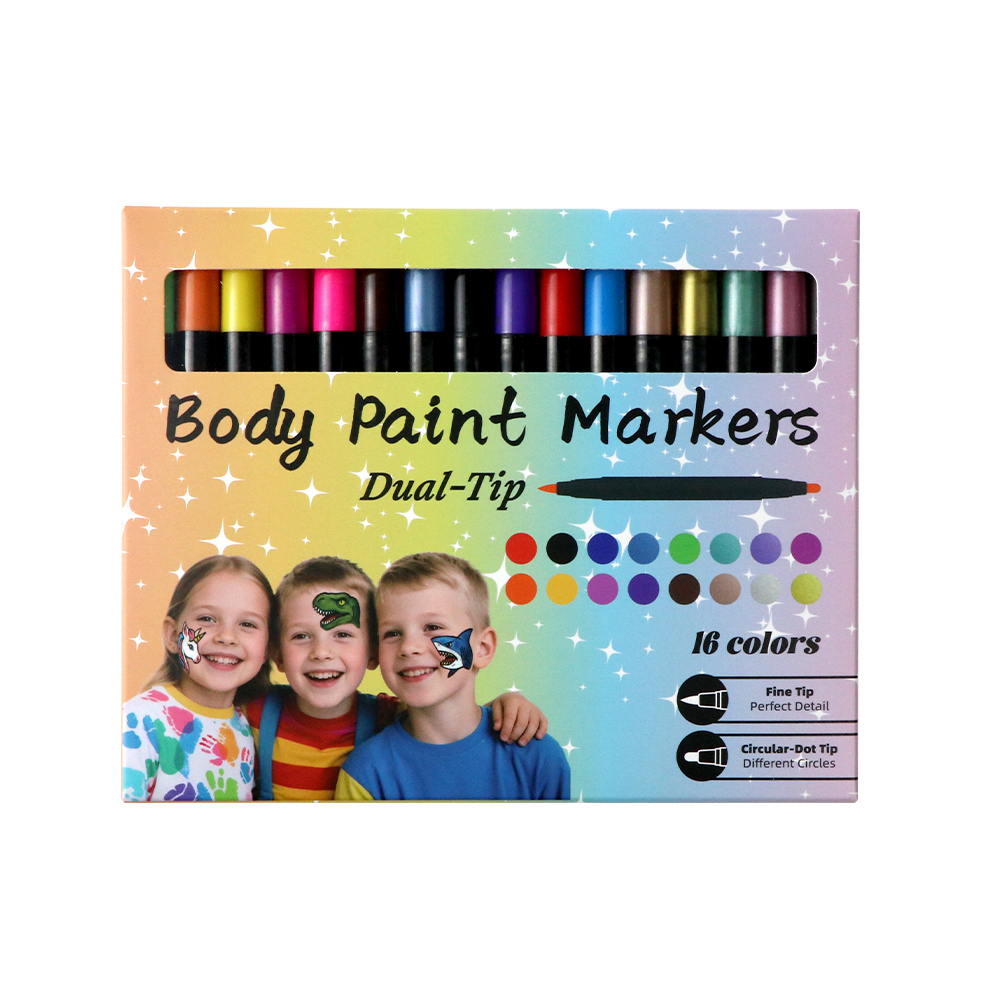 16-color wahsable face body paint marker pen kit