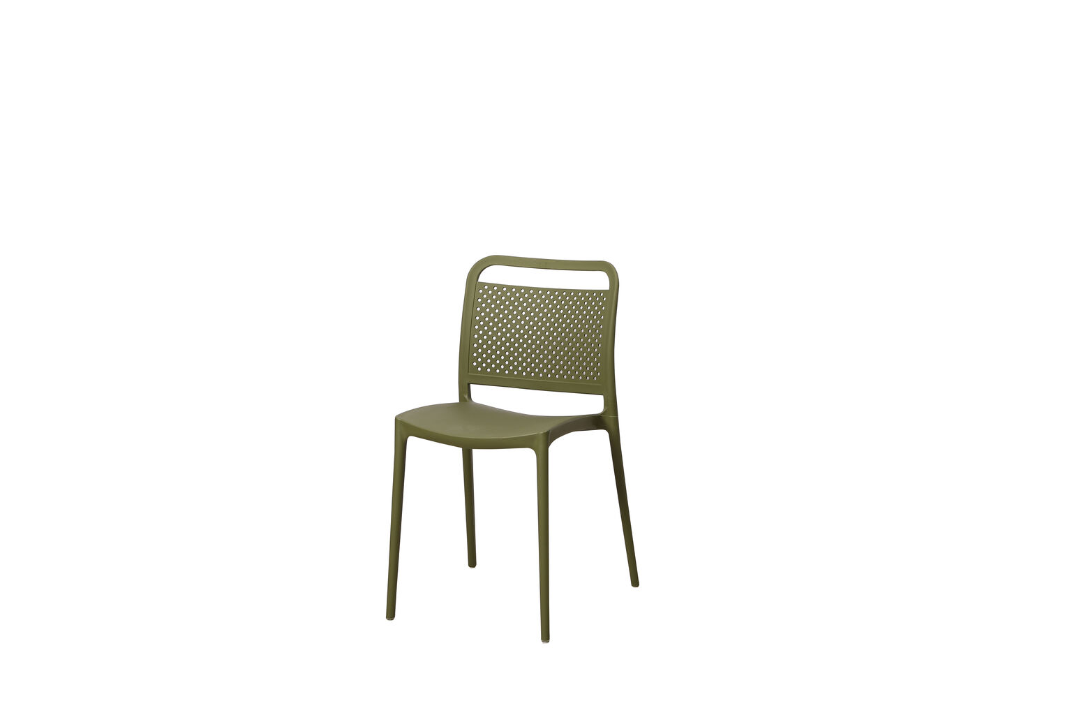Romance Dining chair, Dark green plastic chair with ventilation holes on the backrest, no armrests