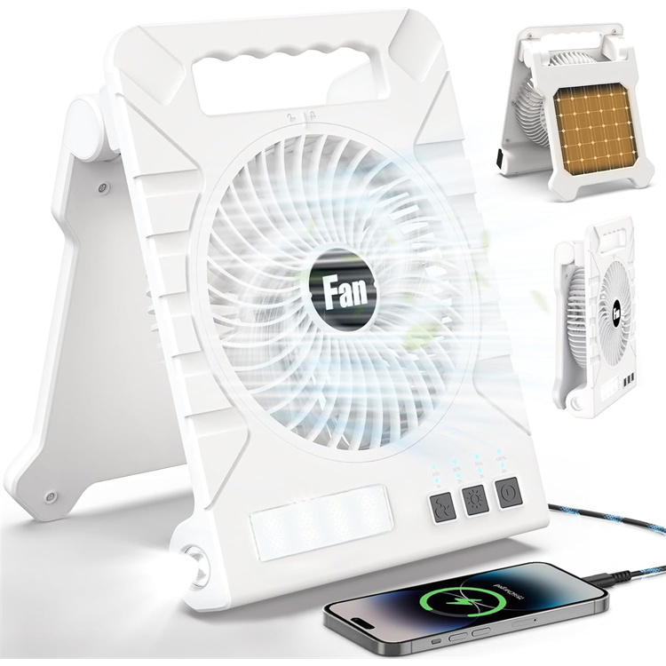 Multifunctional 4000mAh Rechargeable Solar LED Lantern Battery Powered Portable Camping Foldable Fan